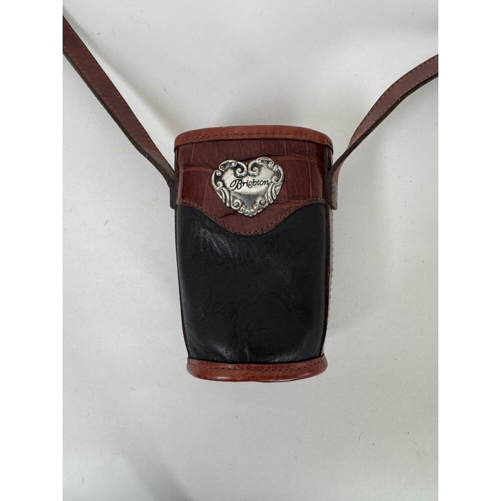 Brighton Two-Tone Leather Crossbody Cell Phone Bag With Heart Accent
